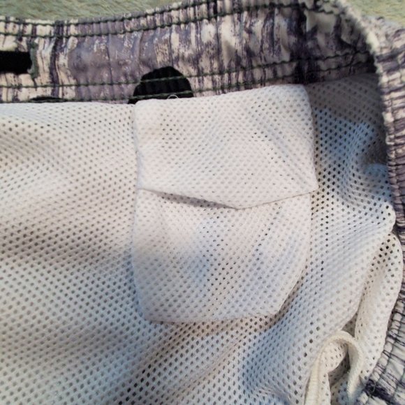 Sand N Sun Men's Size L Black White Hawaiian Tropical Mesh Lined Swim Trunks - Picture 4 of 11